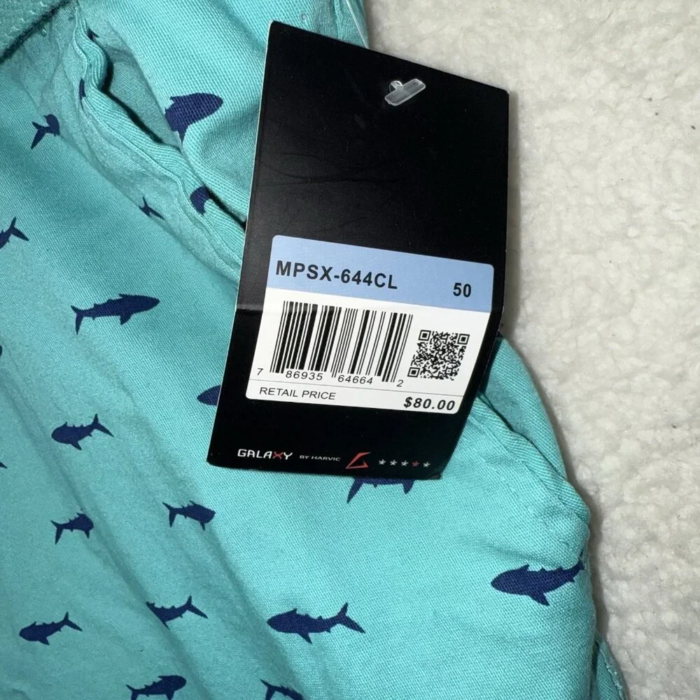 Galaxy by Harvic Men's Shark Print Shorts With Belt Size 50 NWT Beach - Picture 3 of 7